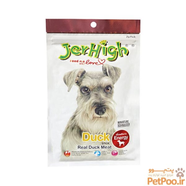 تشویقی سگ جرهای با طعم اردک Jerhigh Duck Stick وزن 60 گرم - تصویر 1
