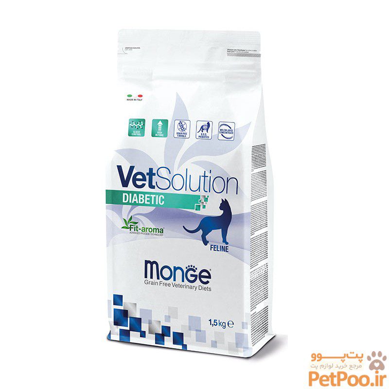 غذای خشک درمانی مخصوص گربه های دیابتی مونژ Monge VetSolution Diabetic Feline وزن 1.5 کیلوگرم غذای خشک درمانی مخصوص گربه های دیابتی مونژ Monge VetSolution Diabetic Feline وزن 1.5 کیلوگرم - تصویر 1