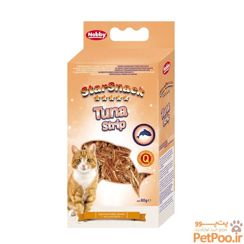 تشويقی نواری گربه نوبی با طعم ماهی تن Nobby Tuna Strip وزن 80 گرم تشويقی نواری گربه نوبی با طعم ماهی تن Nobby Tuna Strip وزن 80 گرم - تصویر 1