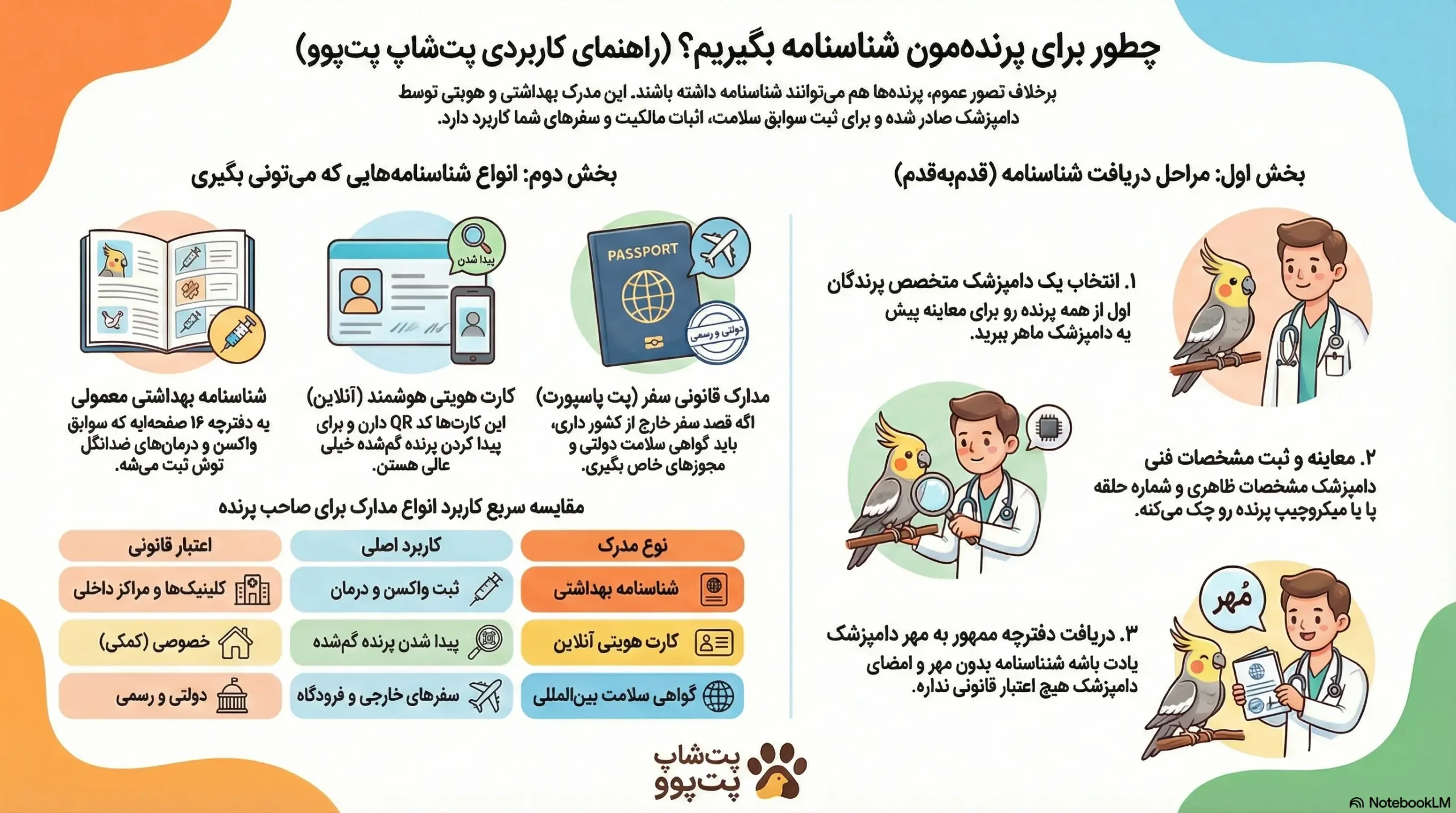 چگونه برای پرنده خود شناسنامه بگیریم؟ 2 petpoo infographic get bird id card scaled