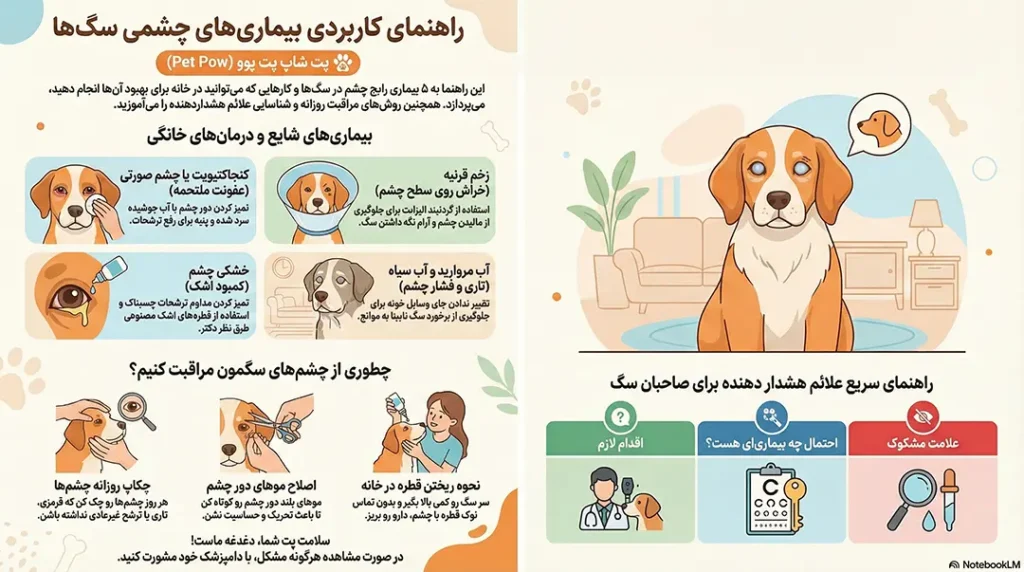 بیماریهای چشمی رایج سگ ها + روش درمان خانگی! 1 petpoo infographic common dog eye diseases