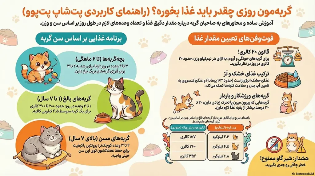 petpoo infographic how much food does the cat eat daily