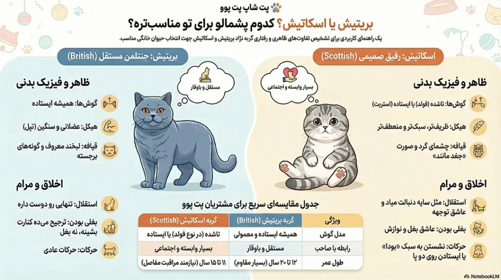 petpoo infographic british and scottish cat differences